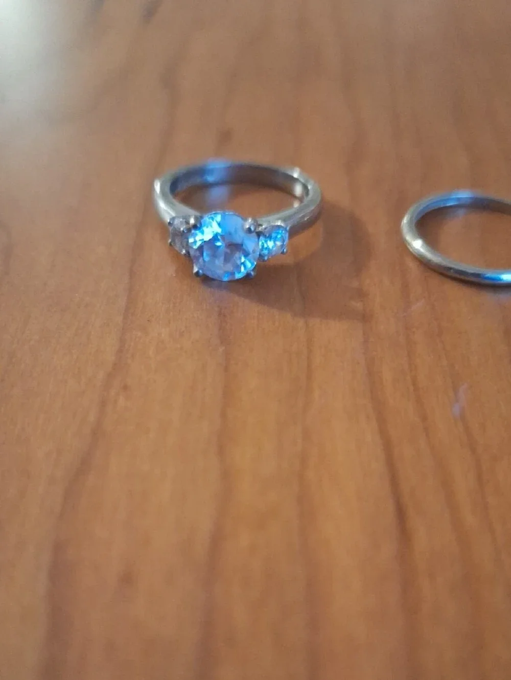 Sterling Silver Three-Piece Women's Wedding Ring Set with cubic zirconia gem